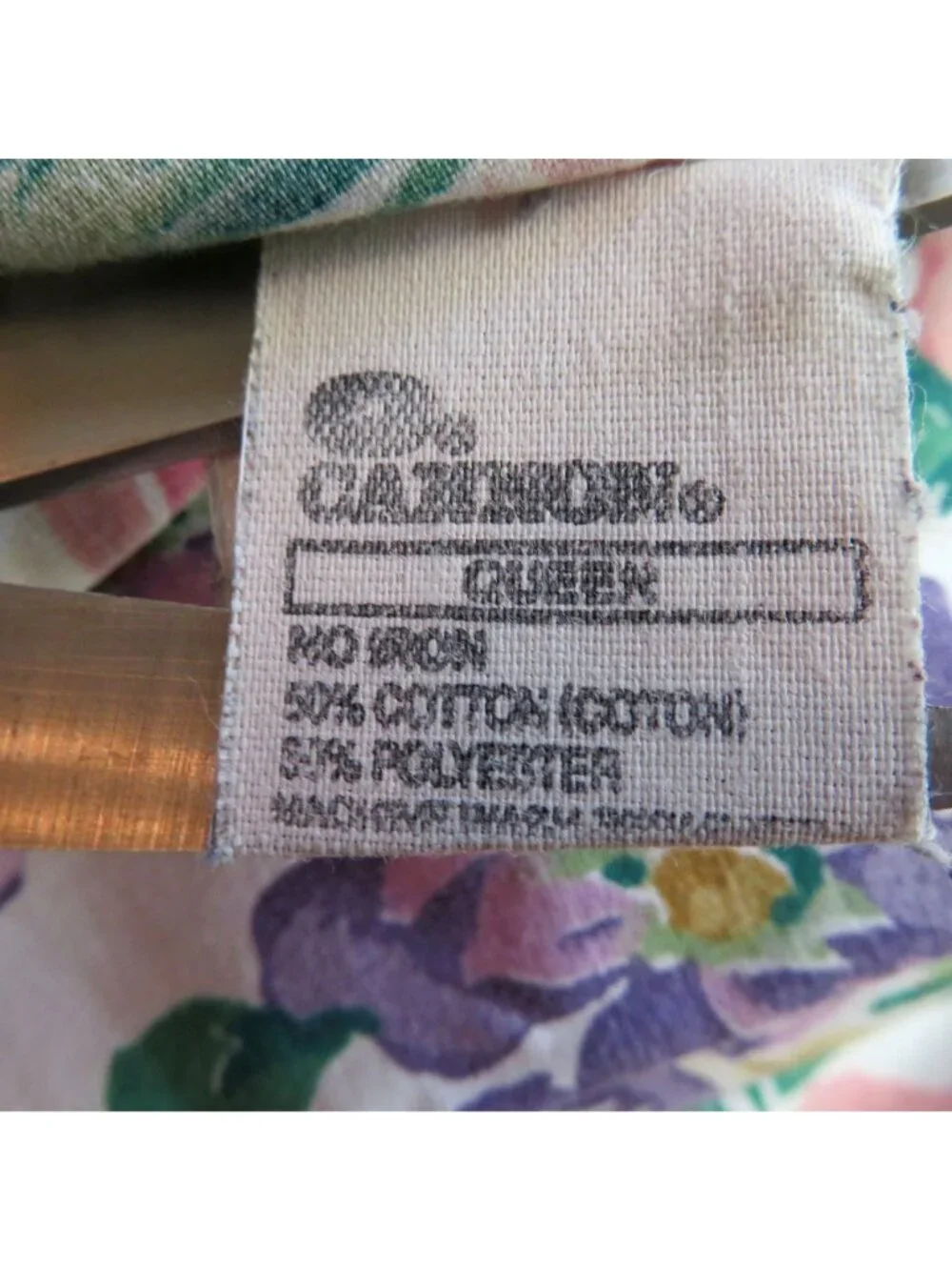 Vintage Cannon Queen Flat Sheet Floral Pink Purple Percale Cottagecore USA Made